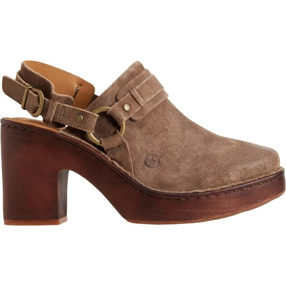 NEW Born Hudson Slingback Clogs - Leather For Women in Taupe  725 3S7 - Picture 2 of 7